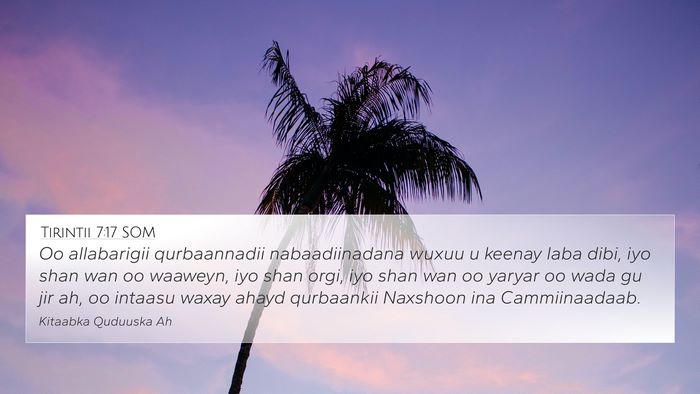Tirintii 7:17 SOM 4K Wallpaper - Oo allabarigii qurbaannadii nabaadiinadana wuxuu - 4K Wallpaper Bible Verse