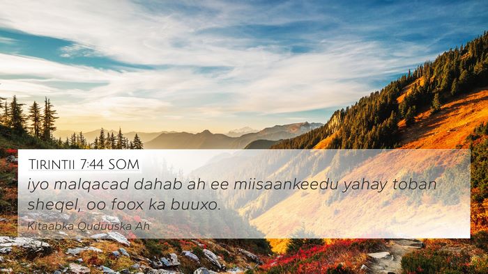 Tirintii 7:44 SOM 4K Wallpaper - iyo malqacad dahab ah ee miisaankeedu yahay toban - 4K Wallpaper Bible Verse