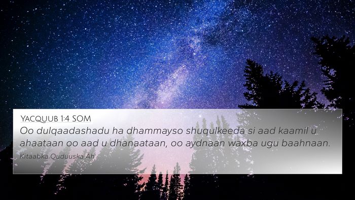 Yacquub 1:4 SOM 4K Wallpaper - Oo dulqaadashadu ha dhammayso shuqulkeeda si aad - 4K Wallpaper Bible Verse