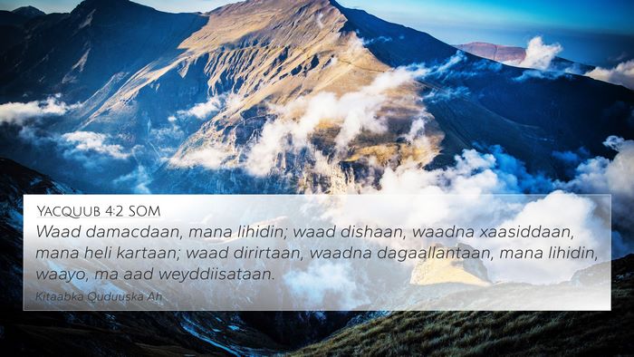 Yacquub 4:2 SOM 4K Wallpaper - Waad damacdaan, mana lihidin; waad dishaan, - 4K Wallpaper Bible Verse