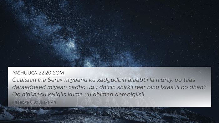 Yashuuca 22:20 SOM Bible Verse Image