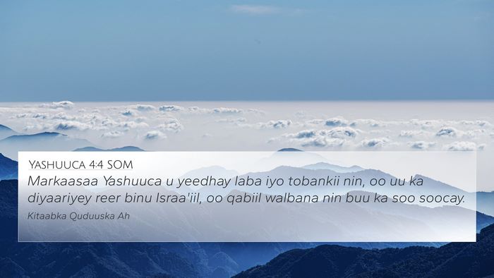 Yashuuca 4:4 SOM 4K Wallpaper - Markaasaa Yashuuca u yeedhay laba iyo tobankii - 4K Wallpaper Bible Verse