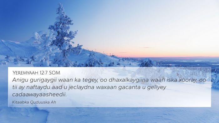 Yeremyaah 12:7 SOM 4K Wallpaper - Anigu gurigaygii waan ka tegey, oo dhaxalkaygiina - 4K Wallpaper Bible Verse