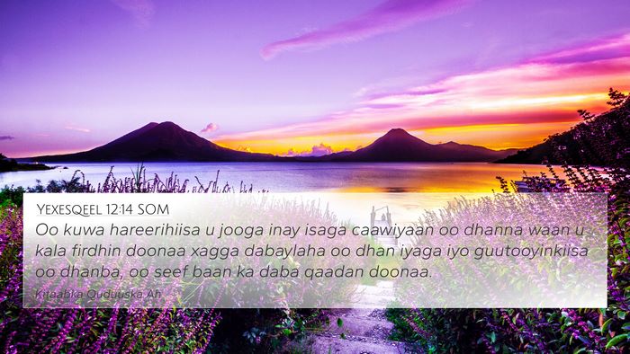 Yexesqeel 12:14 SOM Bible Verse Image