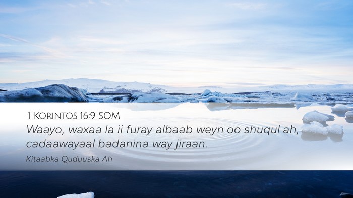 1 Korintos 16:9 SOM Bible Verse Image