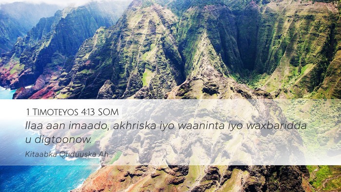 1 Timoteyos 4:13 SOM Bible Verse Image