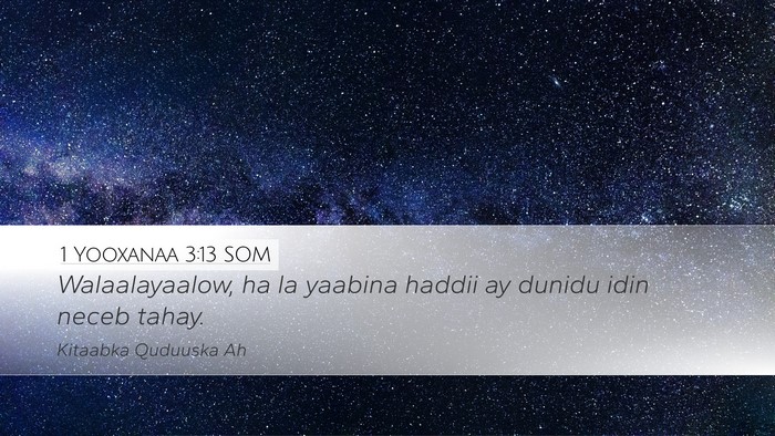 1 Yooxanaa 3:13 SOM Desktop Wallpaper - Walaalayaalow, ha la yaabina haddii ay dunidu - Desktop Bible Verse Wallpaper