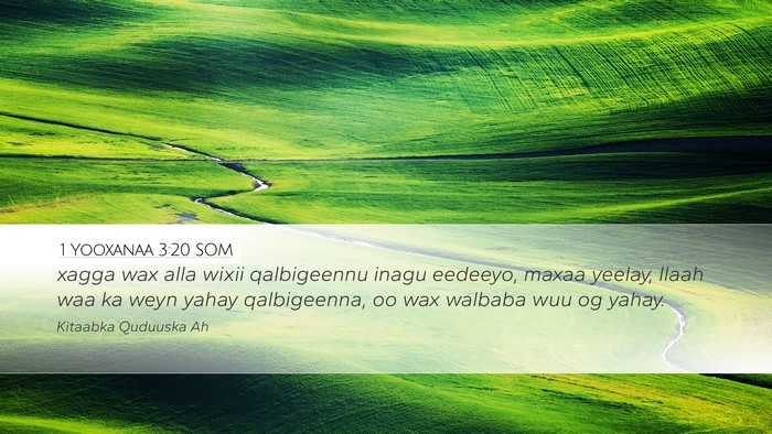 1 Yooxanaa 3:20 SOM Bible Verse Image