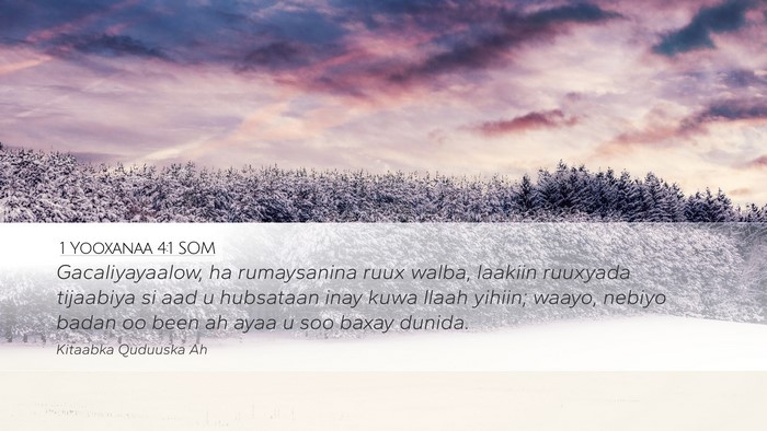 1 Yooxanaa 4:1 SOM Bible Verse Image