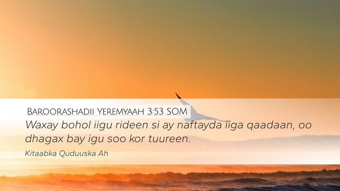 Baroorashadii Yeremyaah 3:53 SOM Bible Verse Image
