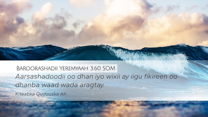 Baroorashadii Yeremyaah 3:60 SOM Desktop Wallpaper - Aarsashadoodii oo dhan iyo wixii ay iigu fikireen - Desktop Bible Verse Wallpaper