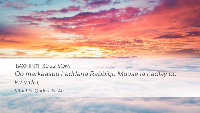 Baxniintii 30:22 SOM Desktop Wallpaper - Oo markaasuu haddana Rabbigu Muuse la hadlay oo - Desktop Bible Verse Wallpaper