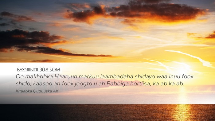 Baxniintii 30:8 SOM Desktop Wallpaper - Oo makhribka Haaruun markuu laambadaha shidayo - Desktop Bible Verse Wallpaper