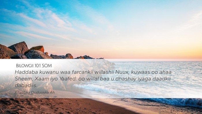 Bilowgii 10:1 SOM Desktop Wallpaper - Haddaba kuwanu waa farcankii wiilashii Nuux, - Desktop Bible Verse Wallpaper