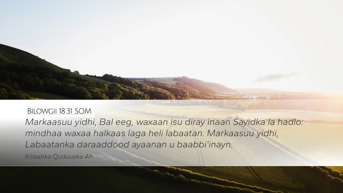 Bilowgii 18:31 SOM Desktop Wallpaper - Markaasuu yidhi, Bal eeg, waxaan isu diray inaan - Desktop Bible Verse Wallpaper