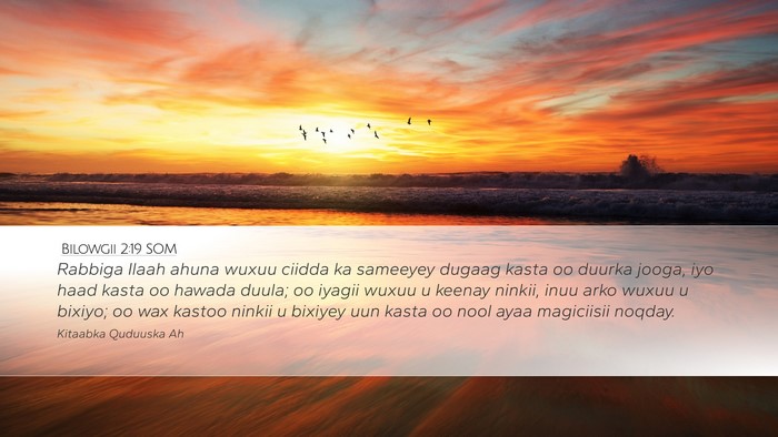 Bilowgii 2:19 SOM Bible Verse Image