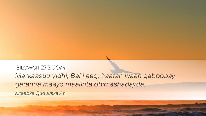 Bilowgii 27:2 SOM Desktop Wallpaper - Markaasuu yidhi, Bal i eeg, haatan waan gaboobay, - Desktop Bible Verse Wallpaper