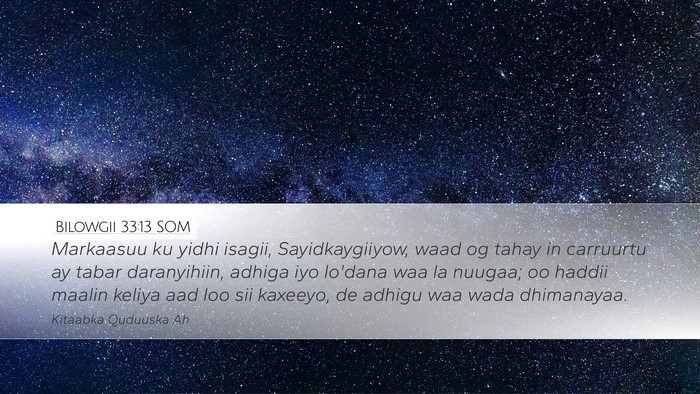 Bilowgii 33:13 SOM Bible Verse Image