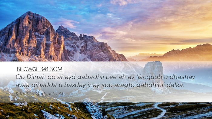 Bilowgii 34:1 SOM Desktop Wallpaper - Oo Diinah oo ahayd gabadhii Lee'ah ay Yacquub u - Desktop Bible Verse Wallpaper