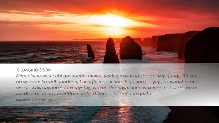 Bilowgii 43:18 SOM Bible Verse Image