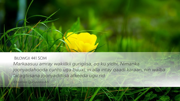 Bilowgii 44:1 SOM Desktop Wallpaper - Markaasuu amray wakiilkii gurigiisa, oo ku yidhi, - Desktop Bible Verse Wallpaper