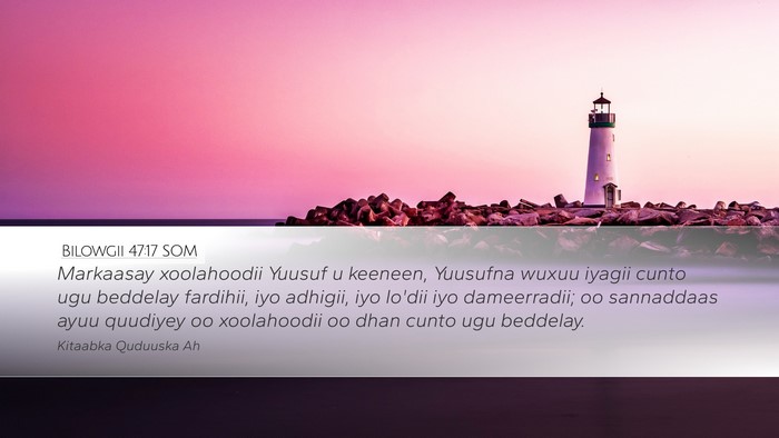 Bilowgii 47:17 SOM Desktop Wallpaper - Markaasay xoolahoodii Yuusuf u keeneen, Yuusufna - Desktop Bible Verse Wallpaper