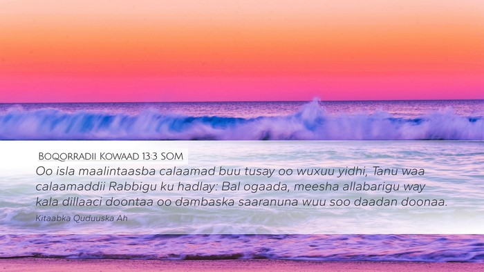 Boqorradii Kowaad 13:3 SOM Bible Verse Image