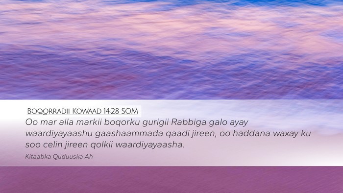 Boqorradii Kowaad 14:28 SOM Desktop Wallpaper - Oo mar alla markii boqorku gurigii Rabbiga galo - Desktop Bible Verse Wallpaper