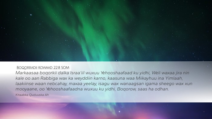Boqorradii Kowaad 22:8 SOM Bible Verse Image
