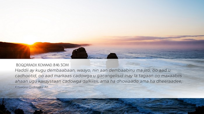 Boqorradii Kowaad 8:46 SOM Bible Verse Image