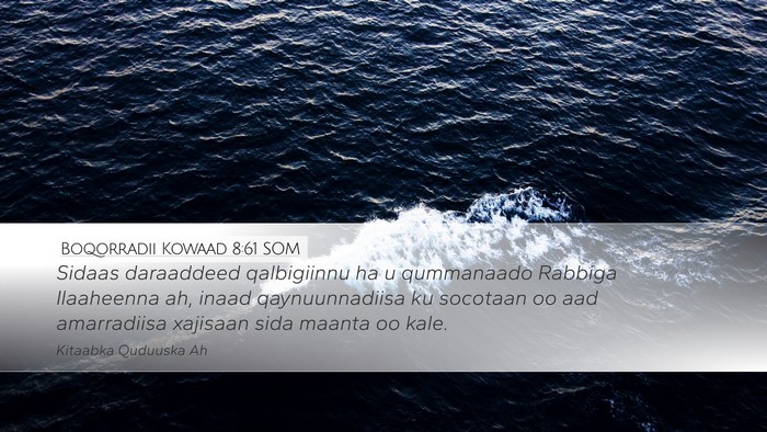 Boqorradii Kowaad 8:61 SOM Bible Verse Image