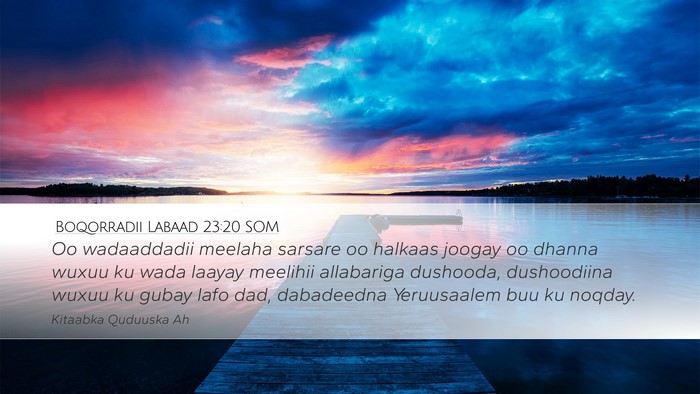 Boqorradii Labaad 23:20 SOM Bible Verse Image