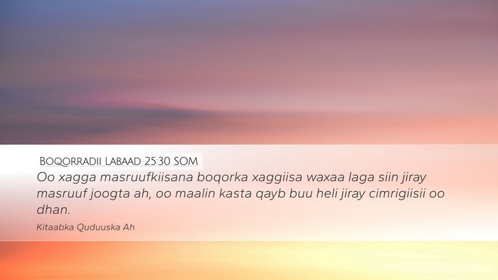 Boqorradii Labaad 25:30 SOM Bible Verse Image
