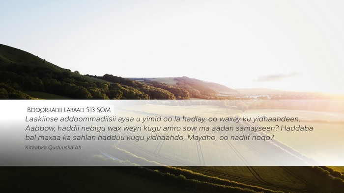 Boqorradii Labaad 5:13 SOM Bible Verse Image