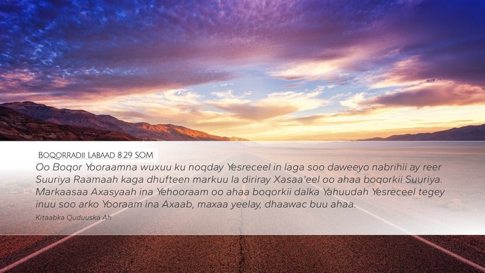 Boqorradii Labaad 8:29 SOM Bible Verse Image
