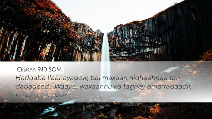 Cesraa 9:10 SOM Bible Verse Image