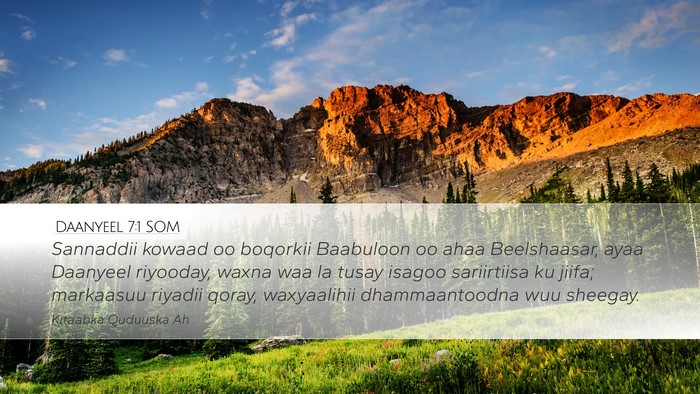 Daanyeel 7:1 SOM Bible Verse Image