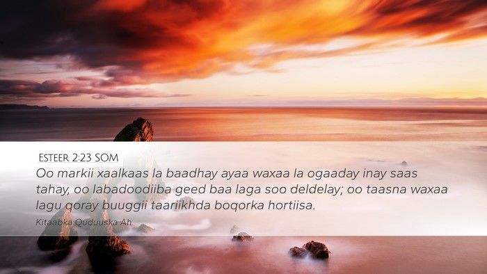 Esteer 2:23 SOM Bible Verse Image