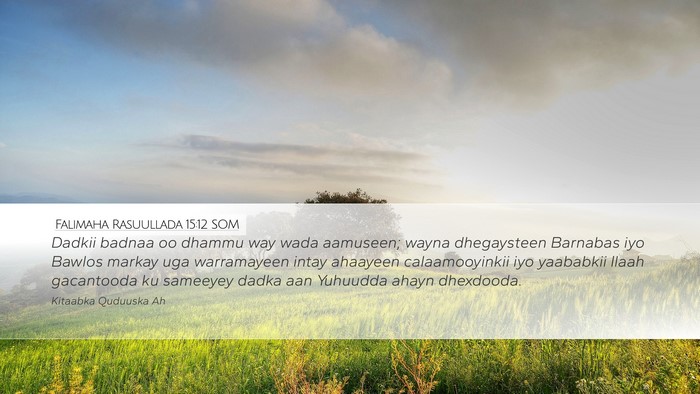 Falimaha Rasuullada 15:12 SOM Bible Verse Image