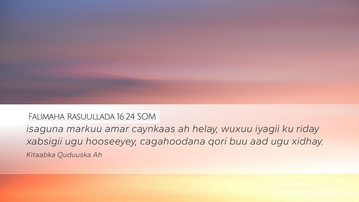 Falimaha Rasuullada 16:24 SOM Bible Verse Image