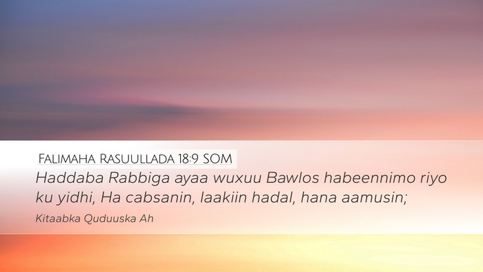 Falimaha Rasuullada 18:9 SOM Bible Verse Image