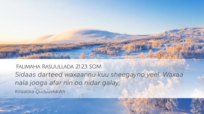 Falimaha Rasuullada 21:23 SOM Bible Verse Image