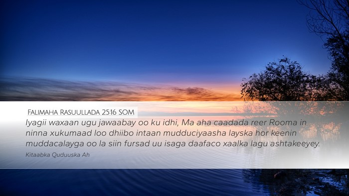 Falimaha Rasuullada 25:16 SOM Bible Verse Image