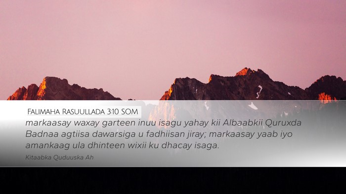 Falimaha Rasuullada 3:10 SOM Bible Verse Image