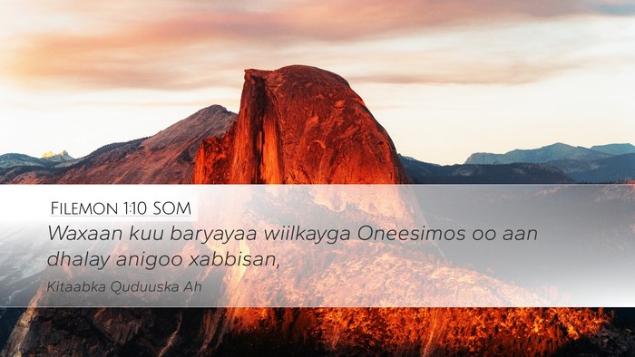 Filemon 1:10 SOM Desktop Wallpaper - Waxaan kuu baryayaa wiilkayga Oneesimos oo aan - Desktop Bible Verse Wallpaper