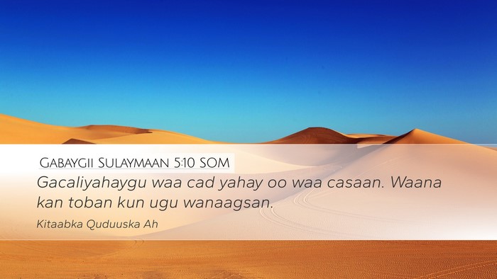 Gabaygii Sulaymaan 5:10 SOM Bible Verse Image