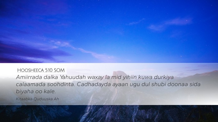 Hoosheeca 5:10 SOM Bible Verse Image