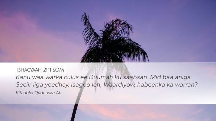 Ishacyaah 21:11 SOM Bible Verse Image