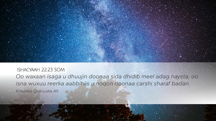 Ishacyaah 22:23 SOM Bible Verse Image