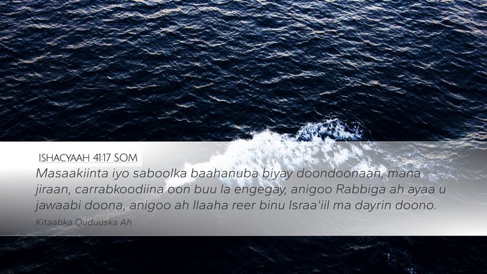 Ishacyaah 41:17 SOM Bible Verse Image